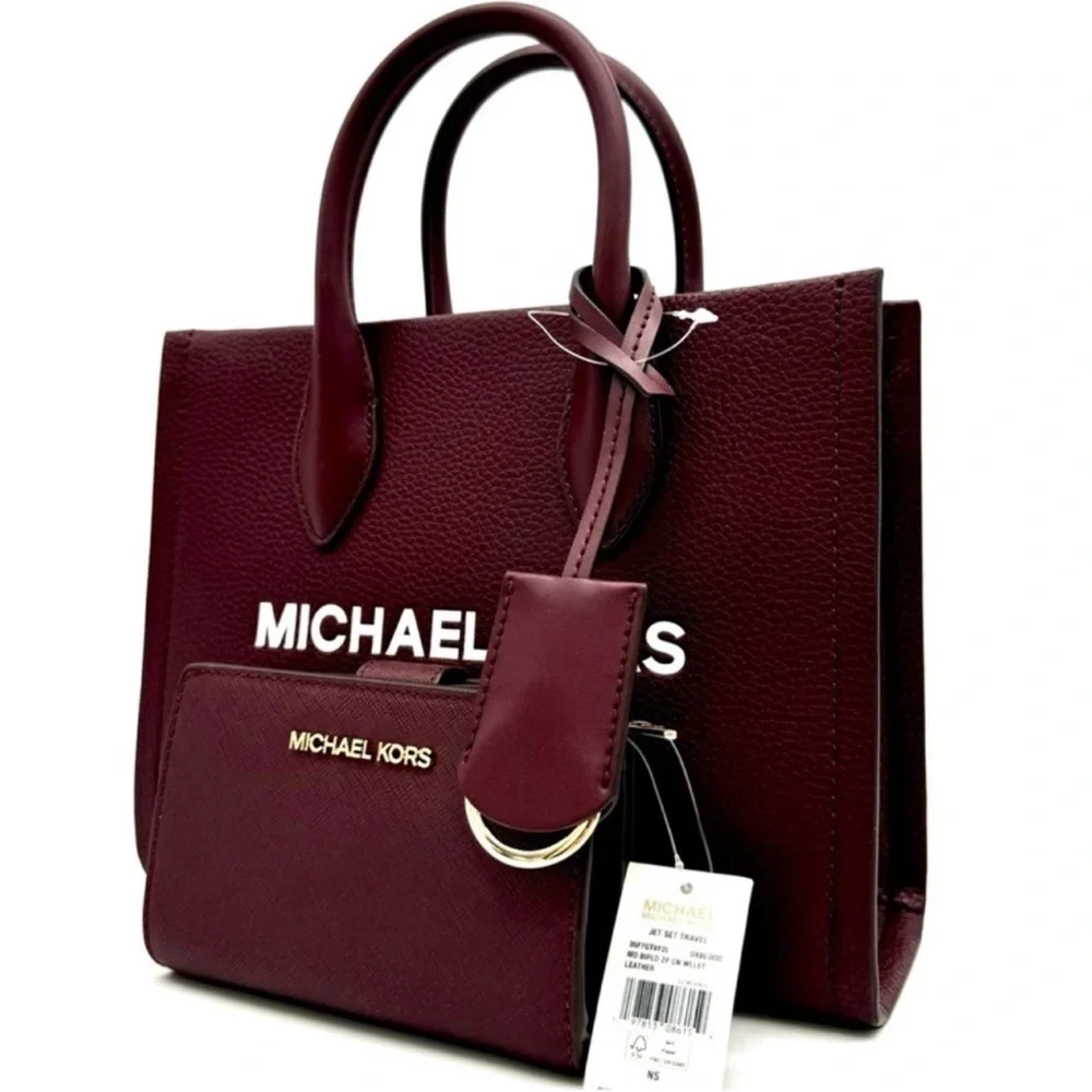 Michael Kors Mirella Small Crossbody Bag & Medium Zip Chain Wallet Ox Blood